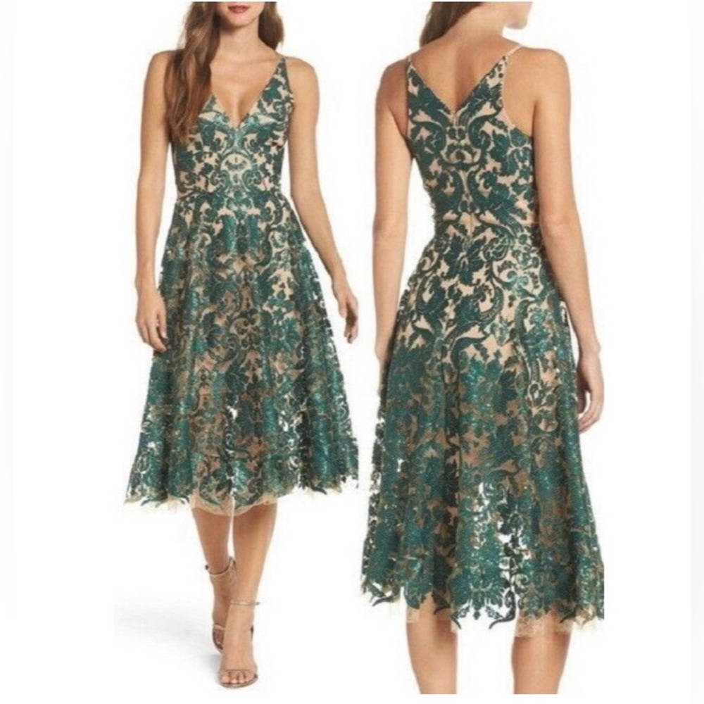 Dress The Population Green Lace Dress sz S - Picture 2 of 11
